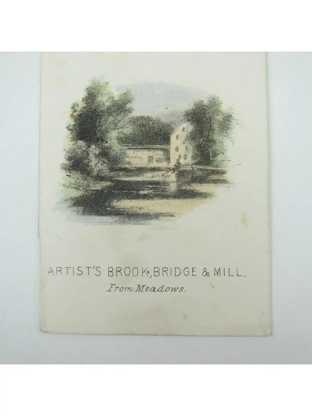 Color Litho Print Artist's Brook Bridge & Mill Meadows North Conway NH Antique